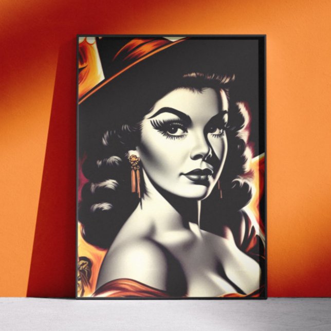 Affiche Sorcière Rétro Pin-up (Créateur téléchargé)