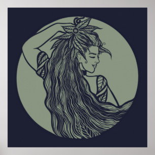 Affiche Sorcière verte de la déesse de la Terre Sorcière d