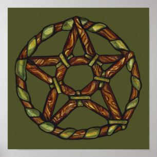 Affiche Sorcière verte Pagan Pentacle Nature Wicca