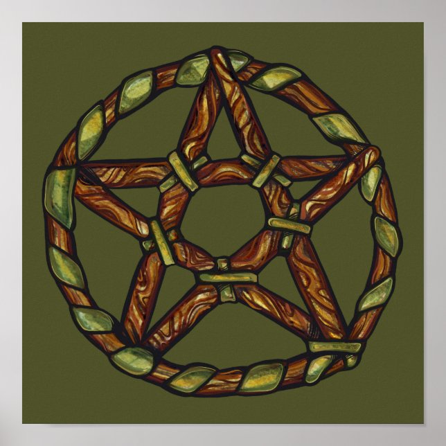 Affiche Sorcière verte Pagan Pentacle Nature Wicca (Devant)