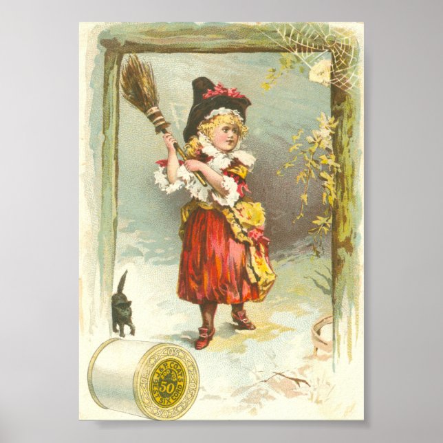 Affiche sorcière victorienne avec chat noir (Devant)