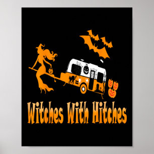 Affiche Sorcières avec des hanches Camping Fun Halloween
