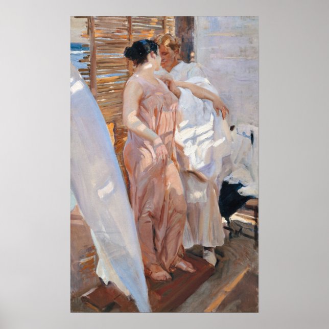 Affiche Sorolla - La Robe Rose Après Le Bain (Devant)