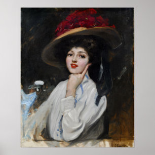 Affiche Sorolla - Une jeune femme avec un chapeau