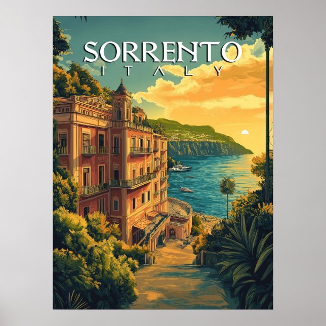 Affiche Sorrente Italie - Véritable paysage urbain (Devant)