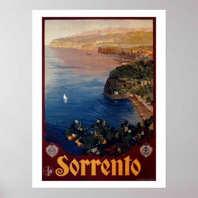Affiche Sorrente vintage des années 1920 (Devant)