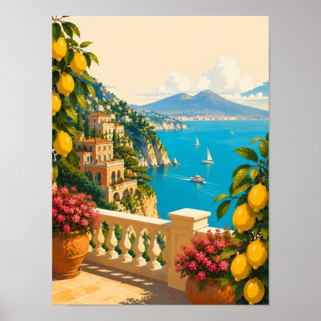 Affiche Sorrento Italie Citrons Voyage Vintage (Devant)