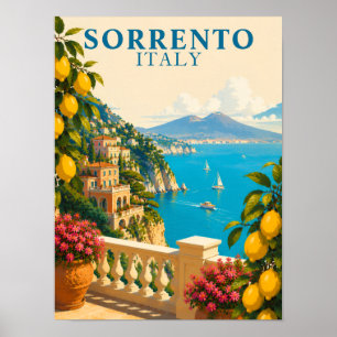 Affiche Sorrento Italie Citrons Voyage Vintage