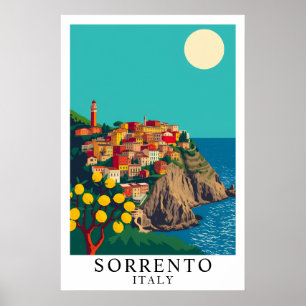 Affiche Sorrento Italie Voyage Vintage Citrons Art