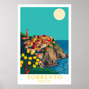 Affiche Sorrento Italie Voyage Vintage Citrons Art