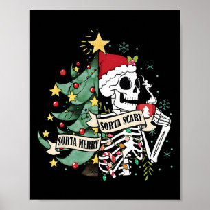 Affiche Sorta Merry Sorta Effrayant Squelette neige Noël X