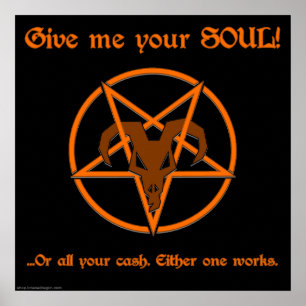Affiche Soul Cash Pentacle Satanic Dark Humour chèvre