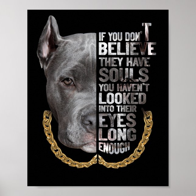Affiche Soul Pitbull I Love Pitbull Amoureux des chiens (Devant)