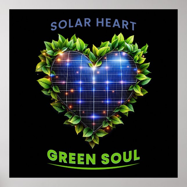 Affiche Soul solaire Coeur Vert - Solarpunk Art Imprimer (Devant)