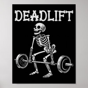 Affiche Soulevé de terre drôle d'Halloween squelette de le