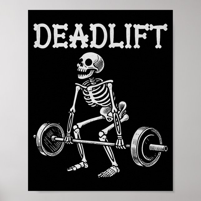 Affiche Soulevé de terre drôle d'Halloween squelette de le (Devant)