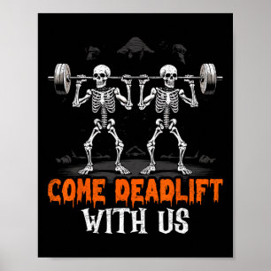 Affiche Soulevé de terre squelette haltérophile culturiste