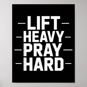 Affiche Soulever Lourd Priez Fort Gym Cadeau Chrétien Jésu
