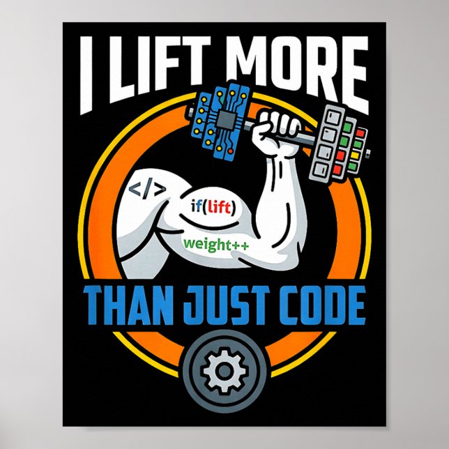 Affiche Soulever plus que du code drôle programmeur dévelo (Devant)