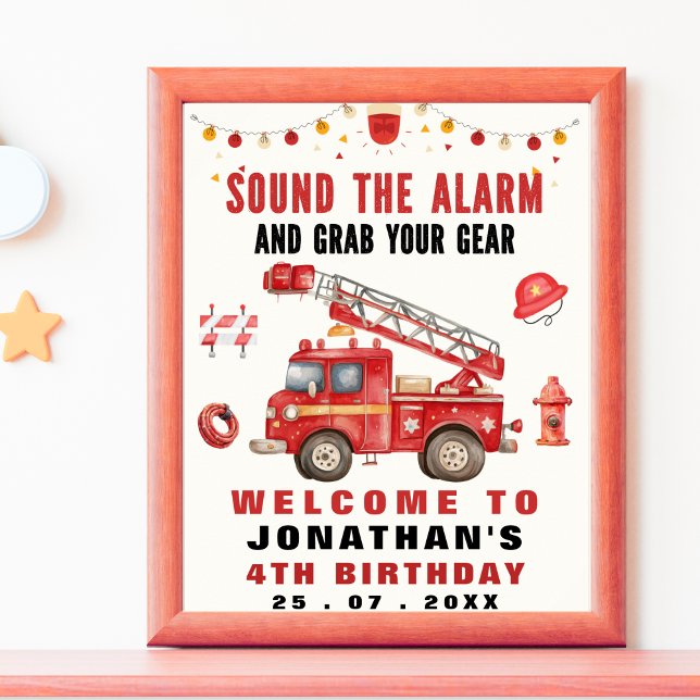 Affiche Sound the Alarm! Firefighter Birthday Boy  (Créateur téléchargé)