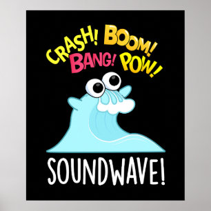Affiche Sound Wave Funny Ocean Pun Dark BG