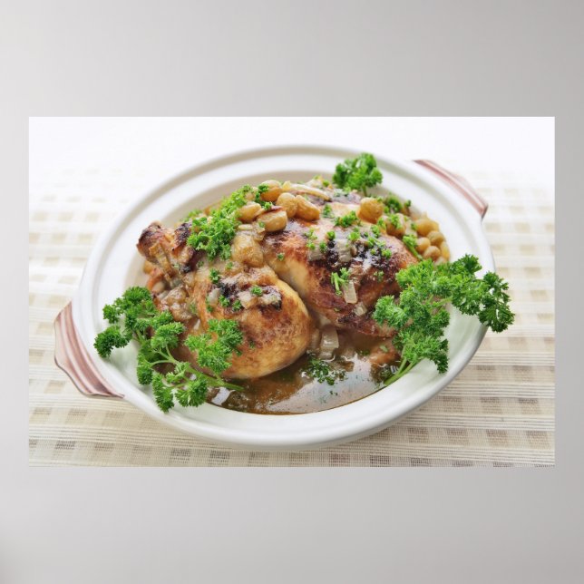 Affiche Soupe de poulet servie avec élégance (Devant)