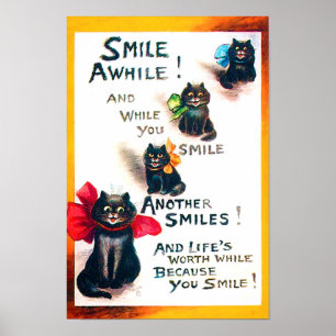 Affiche Souriez, Chat Noir, Louis Wain