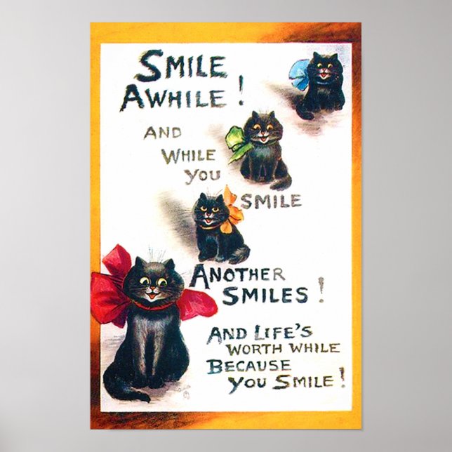 Affiche Souriez, Chat Noir, Louis Wain (Devant)