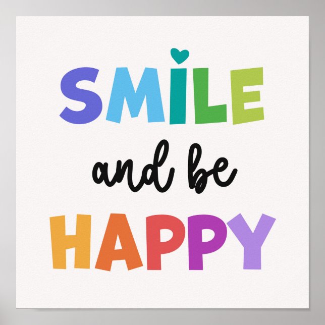 Affiche Souriez Et Soyez Heureux De L'Art Mural Positif (Devant)