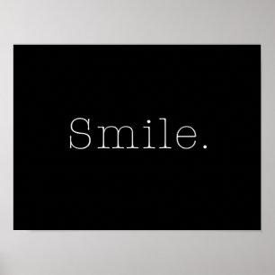 Affiche Souriez. Modèle de devis de sourire noir et blanc