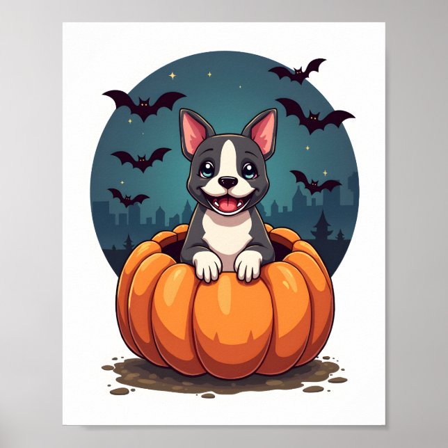 Affiche Sourire de Pitbull de citrouille (Devant)