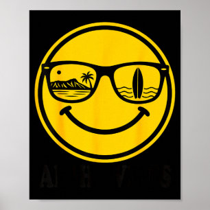 Affiche Sourire de plage aloha visage hawaii surf océan ét