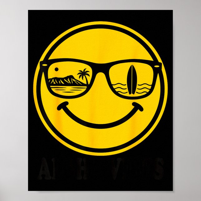 Affiche Sourire de plage aloha visage hawaii surf océan ét (Devant)