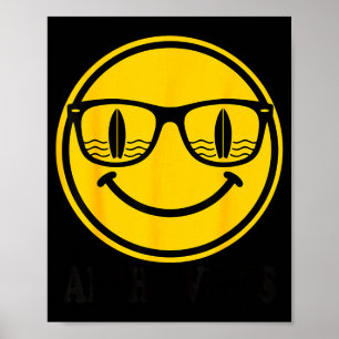 Affiche sourire lunettes de soleil aloha surf reflet planc