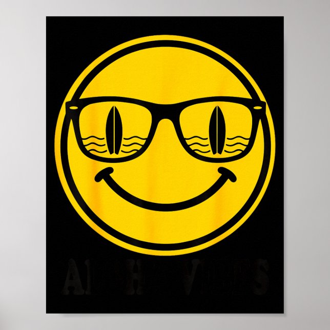 Affiche sourire lunettes de soleil aloha surf reflet planc (Devant)