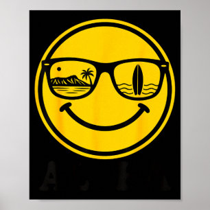 Affiche sourire lunettes de soleil aloha surf reflet planc