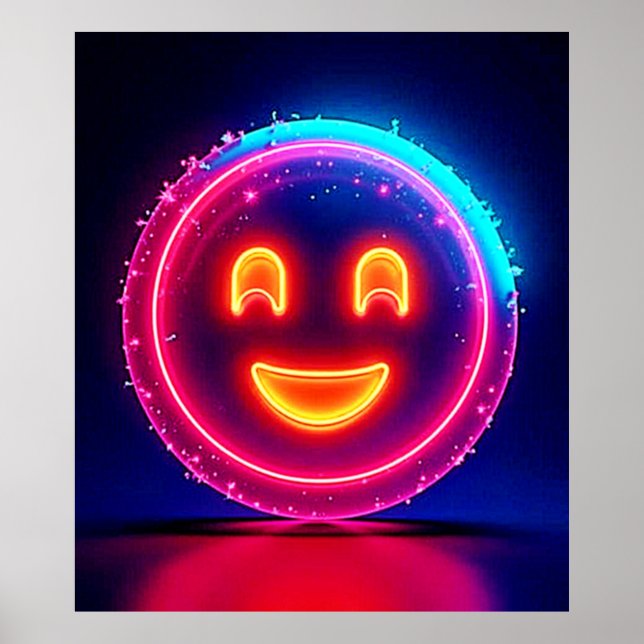 Affiche Sourire Néon : Conception Lumineuse et Heureuse (Devant)