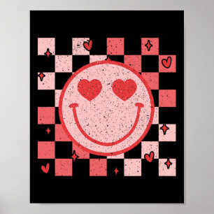 Affiche Sourire rétro groovy visage à carreaux Saint-Valen