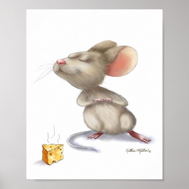 Affiche Souris adorable et dessin animé de fromage	 (Devant)