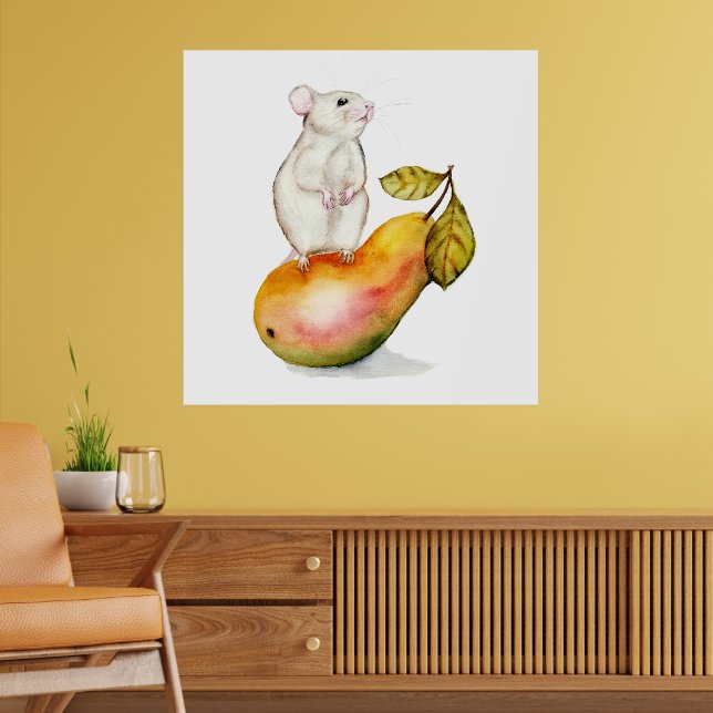 Affiche Souris charmante sur une poire (Salon 2)