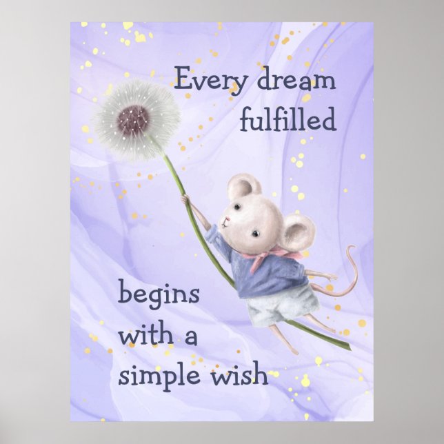 Affiche Souris Dandelion Chaque Rêve Simple Souhait (Devant)