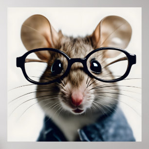 Affiche Souris de champ Portant des lunettes