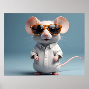 Affiche Souris drôle avec lunettes