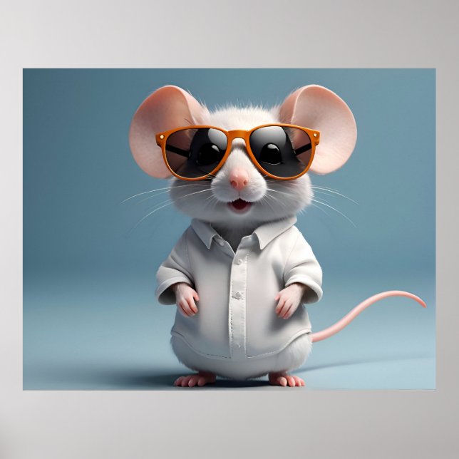 Affiche Souris drôle avec lunettes (Devant)
