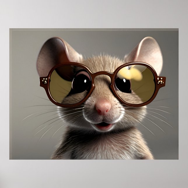 Affiche Souris drôle avec lunettes (Devant)