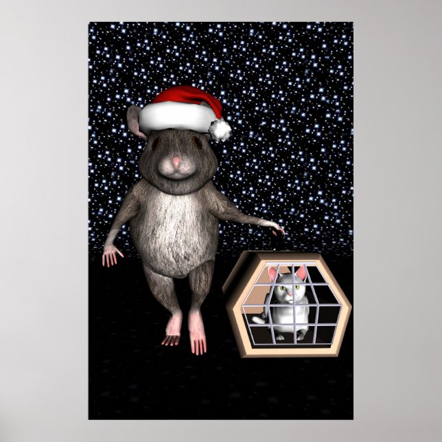 Affiche Souris drôle du Père Noël (Devant)