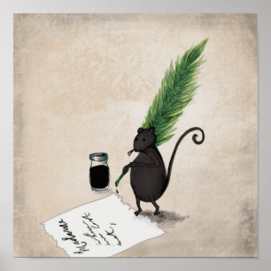 Affiche Souris écrivain