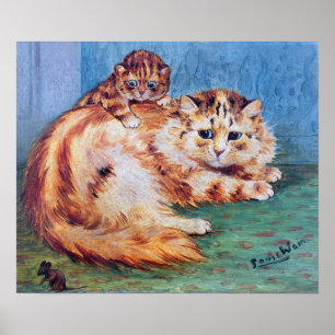 Affiche Souris effrontée et chats, Louis Wain