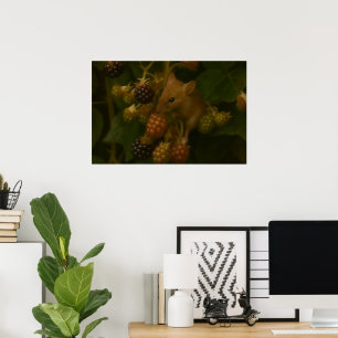 Affiche Souris et Blackberry - Woodland Wildlife Art
