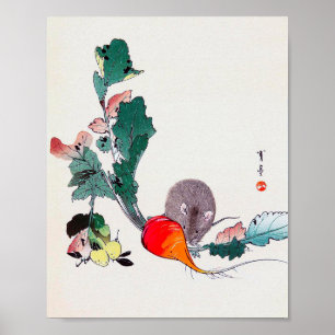 Affiche Souris et Radish rouge, Watanabe Seitei